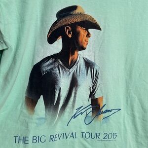 Kenny Chesney The Big Revival Tour 2015 Men's Green Comfort Colors T-Shirt Med